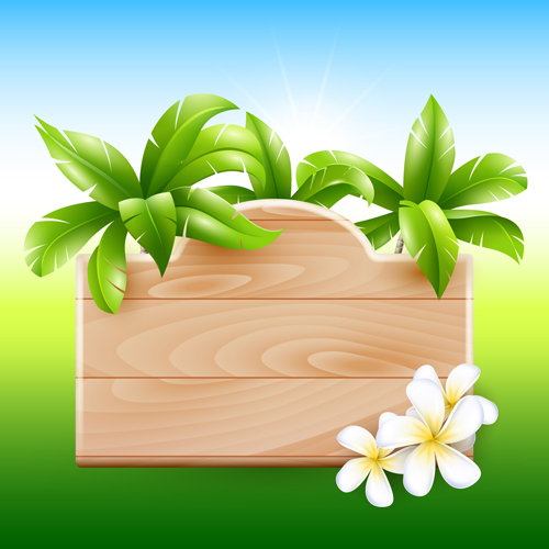 Coconut tree and Wooden Boards vector 05 wooden wood coconut board   