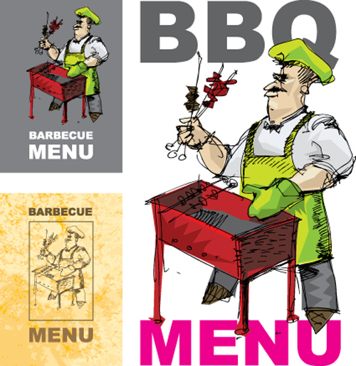 Chef with menu cover Templates vector graphic 03 templates template menu cover chef   