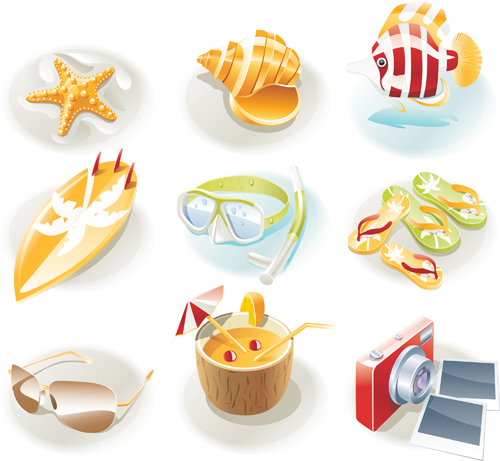 Summer travel elements icons vector 05 summer icons icon elements element   