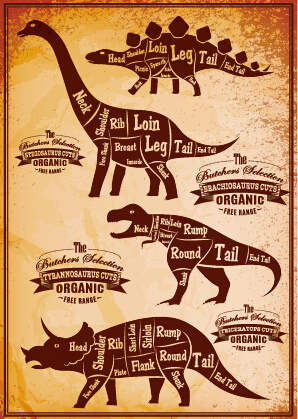 Dinosaur cuts labels vector material labels dinosaur   