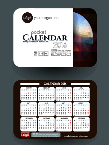 Calendar 2016 with business cards vector 10 cards calendar business 2016   