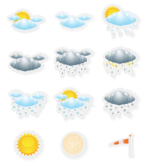 Small fine weather icons vector weather icons Small fine icons   