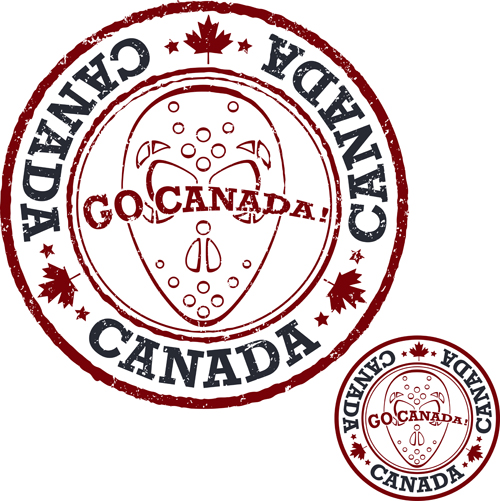 Vintage canada hockey stamp vector material 04 vintage stamp material hockey Canada   