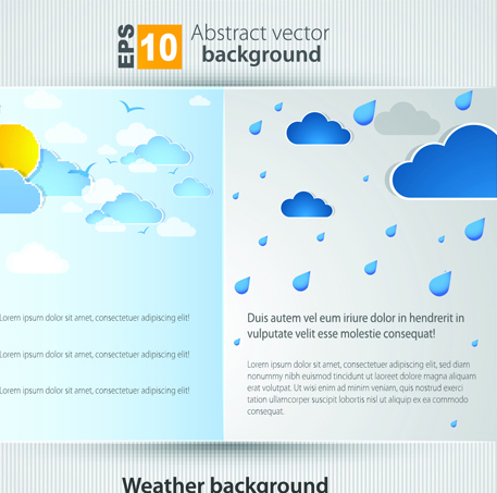 Set of Brochure page two weather background vector 04 weather brochure   