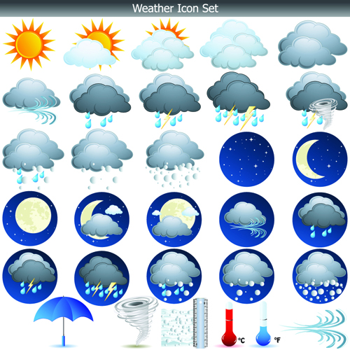 Different Weather icons vector set 02 weather icons weather icons icon different   
