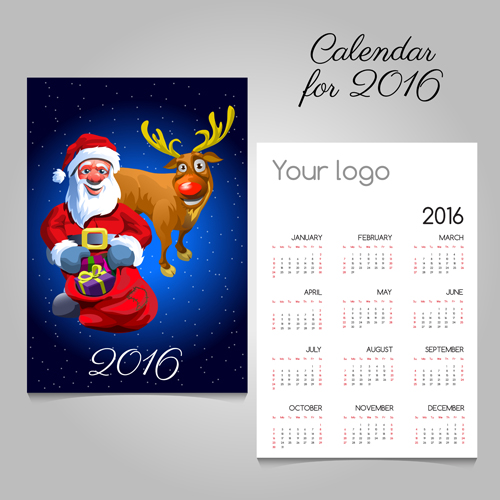 2016 calendars with christmas cards vector set 12 christmas cards calendars 2016   