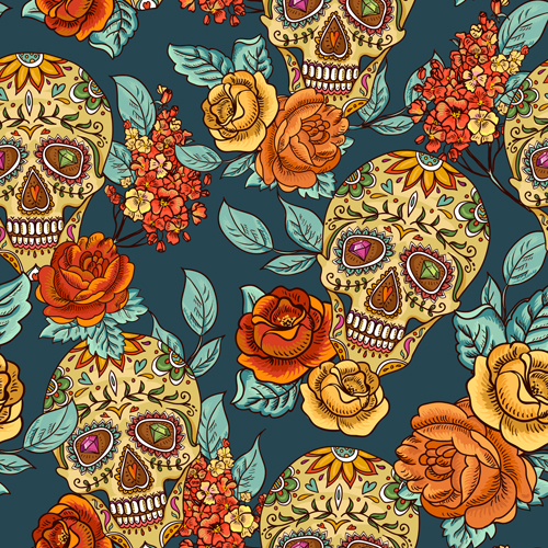 Pattern skull design seamless vector 03 skull seamless pattern   