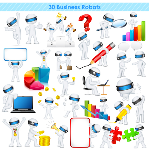 Set of 3D robots vector 01 robot   