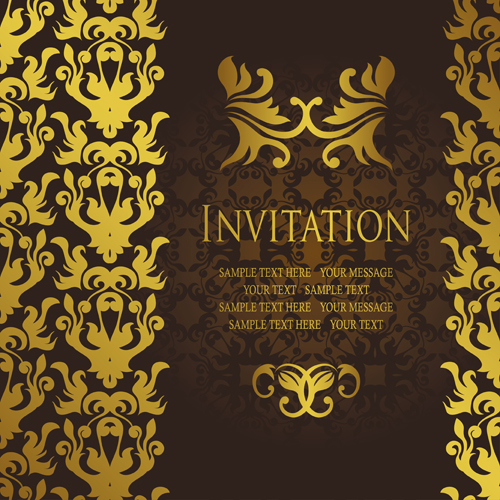 Gold luxury invitation card template vector template luxury invitation gold   