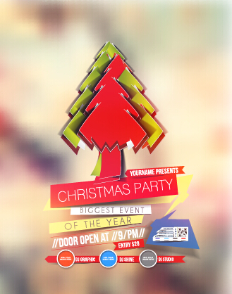 Blurs 2015 christmas party flyer vector cover flyer cover christmas blurs 2015   