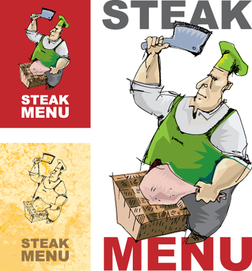 Chef with menu cover Templates vector graphic 02 templates template menu cover chef   