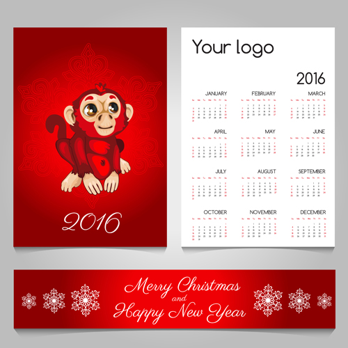 2016 calendars with christmas cards vector set 16 christmas cards calendars 2016   