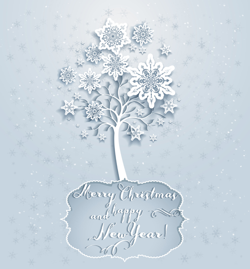 Snowflake with tree vector christmas background tree snowflake christmas background   