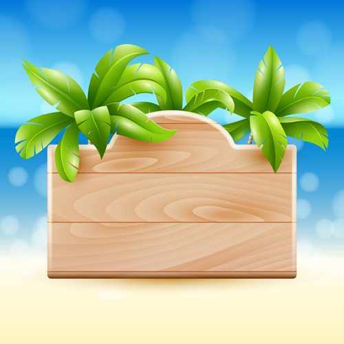 Coconut tree and Wooden Boards vector 04 wooden wood coconut board   