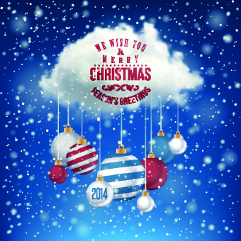 2014 Merry Christmas decor ball vector background 02 Vector Background merry christmas background 2014   