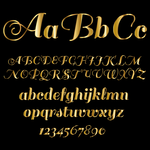 Glossy golden alphabet and numbers vector 05 numbers golden glossy alphabet   