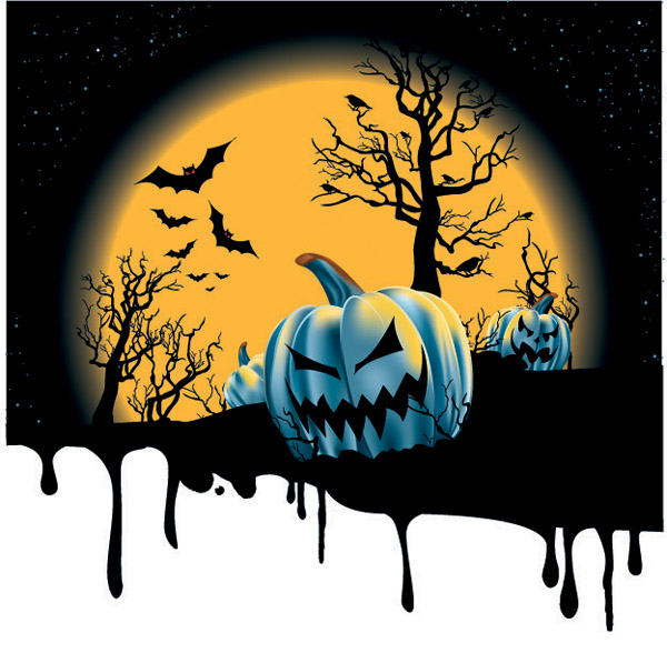 Spooky pumpkins with halloween night background spooky pumpkin night halloween   