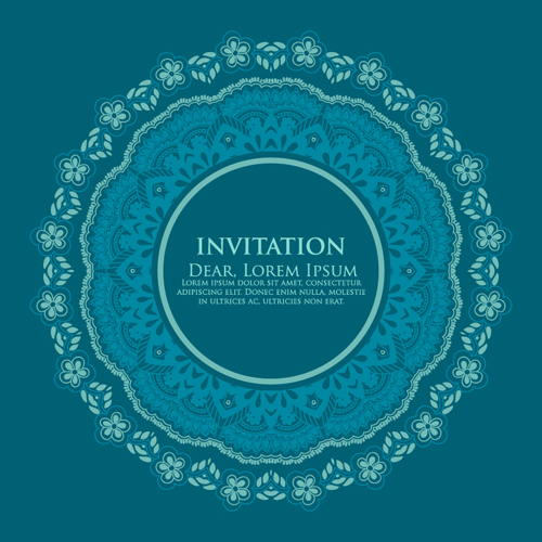 Round floral pattern invitation cards vector material 02 pattern material invitation cards invitation floral pattern floral cards   