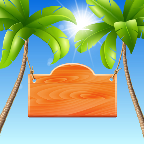 Coconut tree and Wooden Boards vector 01 wooden wood coconut board   