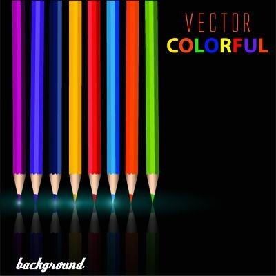 Colorful pencil with black background vector 02 lead design creative color background   