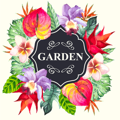 Garden flower frame design art vector 12 garden frame flower   