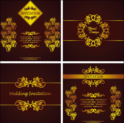 Ornate gold ornament invitation card background vector 05 ornament invitation card background card   