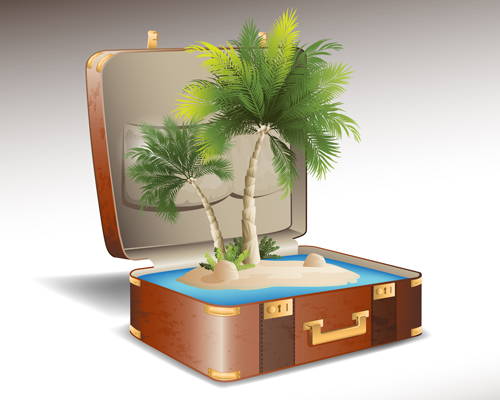 Travel elements and suitcase creative background set 01 travel suitcase elements element Creative background background   