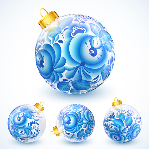 Blue floral christmas ball creative vector 05 floral Christmas ball christmas blue ball   
