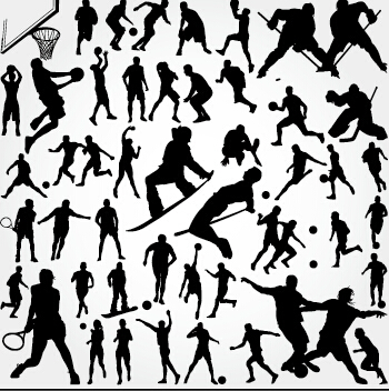 Set of sports people silhouette vector 03 sports silhouette people   