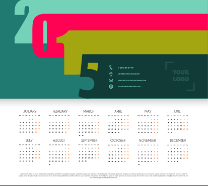 simple grid calendar 2015 vector set 02 simple grid calendar 2015   