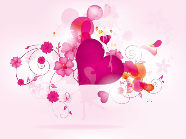 Abstract flower and heart Valentine vector graphic Valentine heart flower abstract   