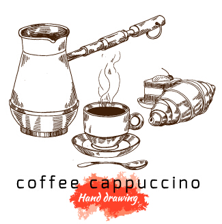 Hand drawing coffee cappuccino vector hand-draw Hand drawing drawing coffee   