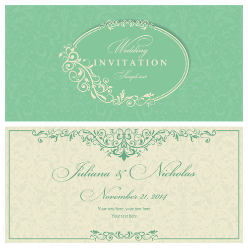Gray vintage style floral invitations cards vector 09 Vintage Style vintage invitation gray cards card   