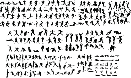 Set of sports people silhouette vector 04 sports silhouette people   