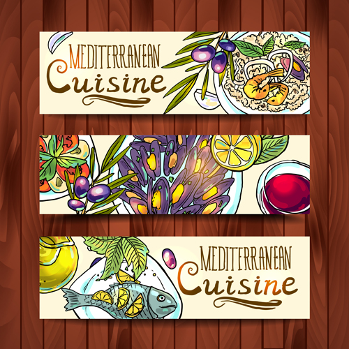 Hand drawn food vector banners set 01 hand drawn banners banner   