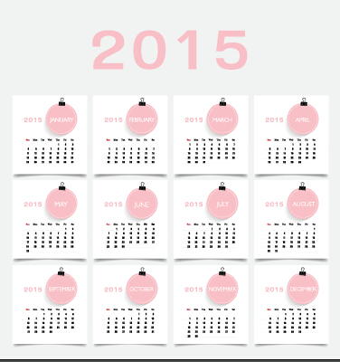 Pink style 2015 calendar design vector pink calendar 2015   