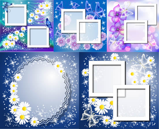 Butterfly fresh Border frames vector flower butterfly border   