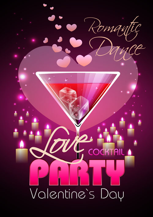 Romantic club cocktail party flyer vector material 02 romantic roman party flyer cocktail club   