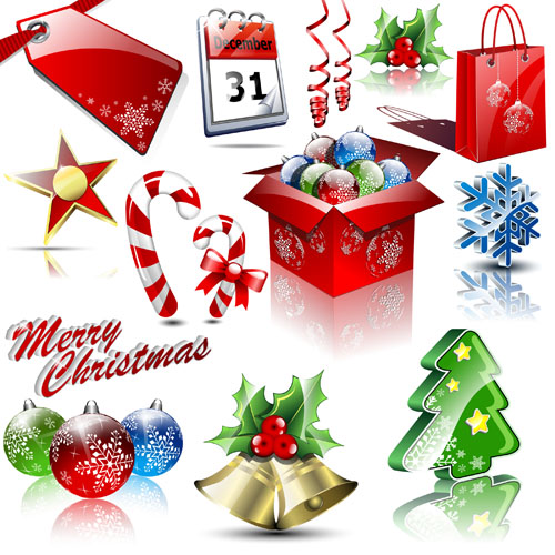 Different Xmas decorations vector material 01 xmas material different decoration   