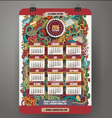 2016 Calendar with ornaments pattern vector 18 pattern ornaments calendar 2016   