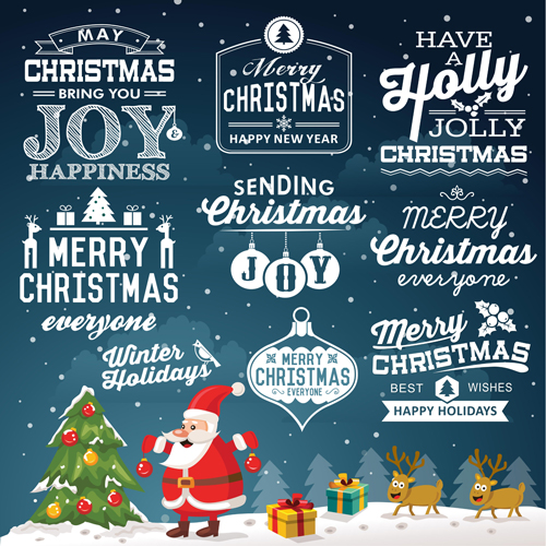 Christmas calligraphy labels with background vector labels christmas Calligraphy font background   