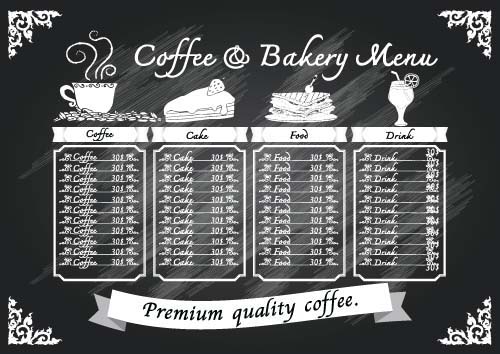 Price List menu for cafe vector 08 price menu list cafe   