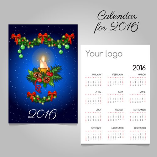 2016 calendars with christmas cards vector set 11 christmas cards calendars 2016   