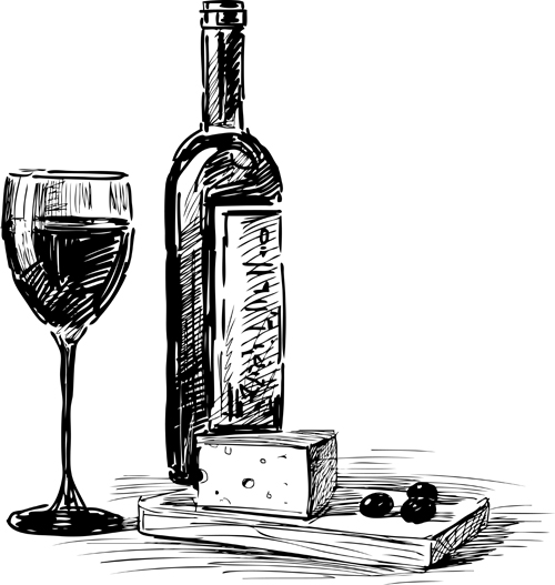 Drawing Wine Black style vector 01 wine drawing draw black   