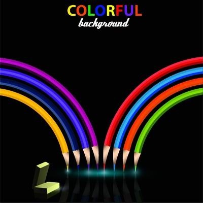 Colorful pencil with black background vector 01 pencil colorful color background   