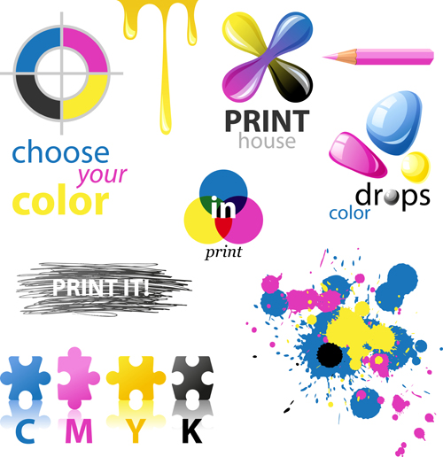 Colored paint objects design elements vector 03 objects element design elements colored   