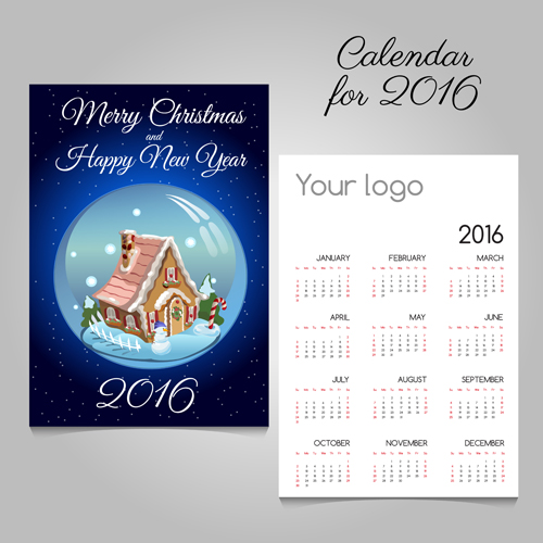 2016 calendars with christmas cards vector set 10 christmas cards calendars 2016   