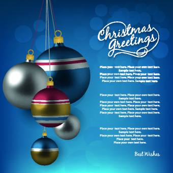 2014 Merry Christmas decor ball vector background 05 Vector Background merry christmas background 2014   