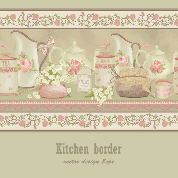 Set of kitchen border vector design elements kitchen elements element border   