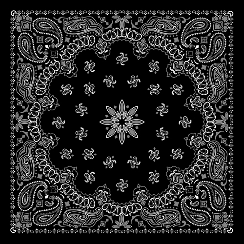 Black with white bandana patterns design vector 03 white patterns black bandana   